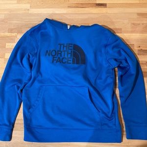 North face blue hooded sweatshirt